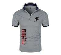 Fai-ry Ta-il Po.lo Hombre Manga Corta, Camiseta de Solapa con Estampado, Verano Ropa Ligera y Transpirable de Trabajo, Exteriores(Grey,S)
