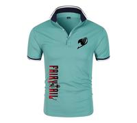 Fai-ry Ta-il Po.lo Hombre Manga Corta, Camiseta de Solapa con Estampado, Verano Ropa Ligera y Transpirable de Trabajo, Exteriores(Green,S)