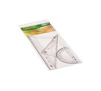 Faibo 806 - Estuche de Plástico con regla, escuadra, cartabón y semicírculo, 30 cm