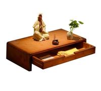 Failjierue Altar Adoración Budista Bambú con Cajón y Esquinas Redondeadas, Mesa Santuario para Exhibición Sagrada Espiritual Hogar Buda(50cm)