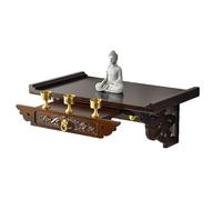 Failjierue Altar Budista bambú con Bandeja telescópica y Ganchos Dorados, Santuario oración Madera Hecho Mano para hogar(Brown,50x30x20cm)