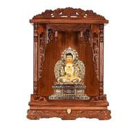 Failjierue Altar Budista Hecho Mano, Mesa Santuario adoración Madera Maciza con cajón Oculto, Altar oración Espiritual para exhibición estatuas Buda(36x56x28cm)