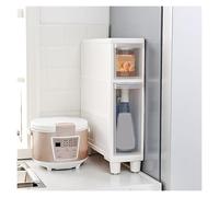 Failjierue Armario de almacenamiento alto y delgado con cajones y ruedas, armario organizador vertical estrecho de 14 cm para espacios reducidos, fácil montaje (2 niveles)