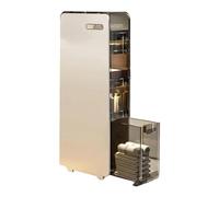 Failjierue Armario de almacenamiento delgado de esquina para baño, unidad organizadora de papel higiénico estrecho para espacios pequeños, armario de piso independiente para el hogar, sala de estar y