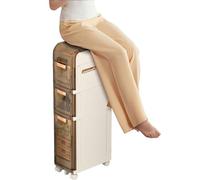 Failjierue Armario de almacenamiento estrecho e independiente con cajones transparentes y ruedas, organizador de esquina para toallas, papel higiénico, se adapta a cocinas pequeñas y lavanderías