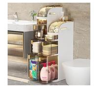 Failjierue Armario de almacenamiento estrecho para baño con soporte de papel higiénico, organizador delgado independiente para espacios pequeños, caja de almacenamiento móvil de pie para espacios de