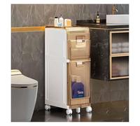 Failjierue Armario de almacenamiento estrecho para toallas de baño, organizador independiente con cajones y asas para baño pequeño, espacio de lavandería (piso 2TD)