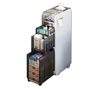 Failjierue Armario de almacenamiento estrecho y delgado con cajones y asas, organizador independiente para toallas, artículos de tocador y lavandería, se adapta a espacios pequeños y huecos de baño (3