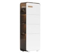 Failjierue Armario de almacenamiento estrecho y delgado para baño, organizador de esquina alto con cajones transparentes y ruedas, unidad independiente para baño, cocina, sala de estar (4 niveles)