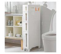 Failjierue Armario de baño blanco independiente, almacenamiento esquinero de plástico delgado con estantes, organizador de inodoro que ahorra espacio, armario de suelo para baño pequeño, cocina o