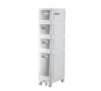 Failjierue Armario de baño con Ruedas de 2, 3 y 4 Niveles: Organizador de Papel higiénico Delgado con cajones, Torre Independiente para baños pequeños(4-Tiers)