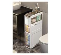 Failjierue Armario de baño de 7.3 pulgadas para espacios pequeños, armario de almacenamiento de espacio estrecho, caja de almacenamiento con cajón transparente y ruedas (3 niveles)