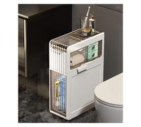 Failjierue Armario de baño de 7.3 pulgadas para espacios pequeños, armario de almacenamiento de espacio estrecho, caja de almacenamiento con cajón transparente y ruedas (2 niveles)