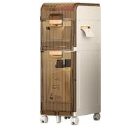 Failjierue Armario de baño delgado con ruedas de 21 cm, diseño multisuperficie, unidad de almacenamiento para papel higiénico, toallas y cocina, dormitorio o sala de estar (2 niveles)