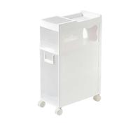 Failjierue Armario de baño estrecho con ruedas, organizador de almacenamiento de papel higiénico delgado para espacios pequeños, unidad de almacenamiento vertical de plástico (4 niveles)