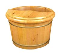 Failjierue Bañera de madera para pies con tapa, barril de spa de pedicura de madera maciza, lavabo de baño profundo para masaje de pies y pantorrillas para uso doméstico spa y salón, 20 x 33 cm