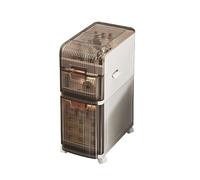 Failjierue Carrito de almacenamiento estrecho - Gabinete de baño vertical con cajones y ruedas transparentes, gabinete delgado para espacios pequeños y huecos en el lado del inodoro (3 niveles)