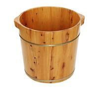 Failjierue Cubo de baño de madera con tapa, barril de sauna de spa para remojo profundo y relajación, bañera de madera maciza duradera con mango cómodo, 40 x 40 cm