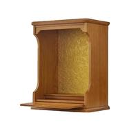 Failjierue Estante Altar Madera, Mesa Santuario Montada Pared para Hogar con Bandeja Extraíble Oculta para Pooja(Style 3,16.7x11.4x10.4in)