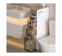 Failjierue Gabinete de almacenamiento de baño pequeño con cajones deslizantes, soporte de inodoro de esquina estrecha con ruedas, organizador de baño delgado para armario independiente de papel