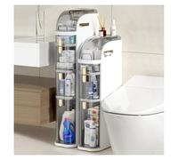 Failjierue Gabinete de almacenamiento delgado con cajones transparentes y ruedas, organizador estrecho independiente para baño, cocina, sala de estar, armario con ruedas (3 niveles)