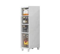 Failjierue Gabinete de Almacenamiento Estrecho con Ruedas, Carrito móvil Delgado para Espacios reducidos en el baño, Organizador Independiente con Ruedas para Dormitorio(White,4-Tiers)