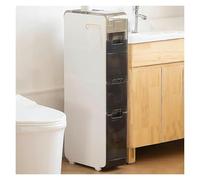 Failjierue Gabinete de almacenamiento estrecho de baño de 6.9 pulgadas con cajones y ruedas transparentes, gabinete delgado sobre el inodoro para espacios pequeños y huecos, organizador independiente