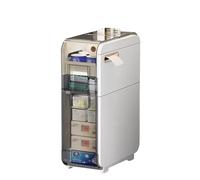 Failjierue Gabinete de almacenamiento estrecho e independiente con cajones transparentes y ruedas, organizador de esquina que ahorra espacio para toallas, papel higiénico, se adapta a pequeños huecos