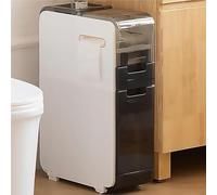 Failjierue Gabinete de baño Delgado con cajones Transparentes y Ruedas - Organizador angosto de 6.9" de Ancho para Colocar sobre el Inodoro, Ideal para Espacios pequeños, Esquinas estrechas(2-Tiers)