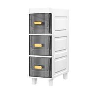 Failjierue Gabinete de baño Estrecho de 18 cm de Ancho - Torre Vertical Delgada con cajones para Espacios pequeños, Organizador Independiente con Marco Blanco para Dormitorio y baño(3-Tiers)