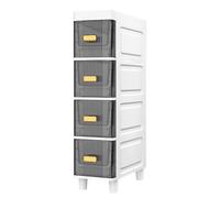 Failjierue Gabinete de baño Estrecho de 18 cm de Ancho - Torre Vertical Delgada con cajones para Espacios pequeños, Organizador Independiente con Marco Blanco para Dormitorio y baño(4-Tiers)