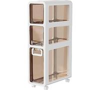 Failjierue Gabinete delgado de baño con cajones transparentes, organizador de papel higiénico independiente y unidad de almacenamiento rodante para espacios pequeños, cuarto de lavado o sala de estar