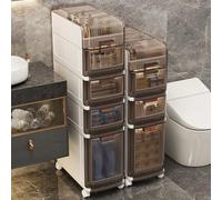 Failjierue Gabinete delgado para baño con ruedas y cajones, organizador de papel higiénico estrecho para baño, dormitorio, cocina y sala de estar, unidad de almacenamiento que ahorra espacio (3º piso)