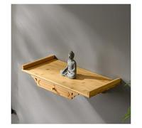 Failjierue Mesa Altar Buda montada Pared bambú, Santuario oración y meditación con cajón retráctil para Estudio, salón té y Sala Yoga(Brown,50cm)