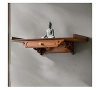Failjierue Mesa Altar Buda montada Pared bambú, Santuario oración y meditación con cajón retráctil para Estudio, salón té y Sala Yoga(Yellow,50cm)