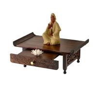 Failjierue Mesa Altar Budista Montada Pared, Santuario Oración Tallado Madera Maciza con Bandeja Retráctil, Butsudan para Estatuas y Ofrendas Buda(50cm)