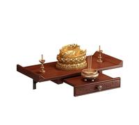 Failjierue Mesa Altar Flotante bambú con Bandeja retráctil, Estante oración meditación montado Pared y gabinete Almacenamiento para hogar Puja, decoración Espiritual Budista(50cm)