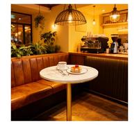 Failjierue Mesa Auxiliar de mármol, pequeña y Redonda para Bar, Cocina, Comedor, también se Puede Usar como mesita de Noche en el Dormitorio, Color Dorado(55x95cm)