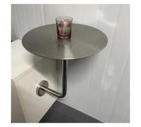 Failjierue Mesa auxiliar redonda para patio al aire libre, mesa auxiliar pequeña portátil con base de acero inoxidable para jardín, terraza, cafetería y restaurante (40 x 45 cm)