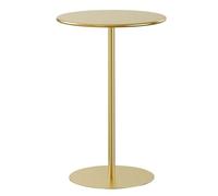 Failjierue Mesa de bistró con barra de base de metal, redonda, para cocina, comedor, espacio pequeño, lateral, parte superior alta, mesa de café, pub, bistró, color dorado (48 x 72 cm)