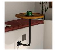 Failjierue Mesa de centro Bistro en forma de L con parte superior de madera y soporte de metal de hierro, mesa auxiliar redonda simple montada en la pared para restaurante, cafetería, tienda de fideos