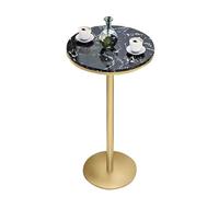 Failjierue Mesa redonda de altura con parte superior de mármol para barra de desayuno, cocina, pub, coctelería y patio de jardín al aire libre, color negro (55 x 105 cm)