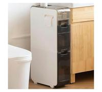 Failjierue Mueble de baño Delgado de 17,5 cm Almacenamiento sobre el Inodoro con cajones Transparentes y Ruedas, Organizador Independiente Estrecho para Espacios reducidos, Mueble de Suelo(3-Tiers)