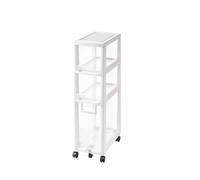 Failjierue Mueble de baño esquinero con cajones Transparentes - Carrito de Almacenamiento Estrecho con Ruedas para baño, Dormitorio o Armario - Organizador Delgado con Ruedas(White,3-Tiers)