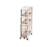 Failjierue Mueble de baño esquinero con cajones Transparentes - Carrito de Almacenamiento Estrecho con Ruedas para baño, Dormitorio o Armario - Organizador Delgado con Ruedas(Brown,3-Tiers)