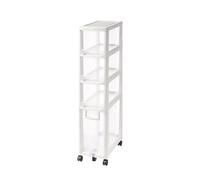 Failjierue Mueble de baño esquinero con cajones Transparentes - Carrito de Almacenamiento Estrecho con Ruedas para baño, Dormitorio o Armario - Organizador Delgado con Ruedas(White,4-Tiers)