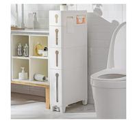 Failjierue Mueble de baño Estrecho, Torre de Almacenamiento Delgada con Ruedas, Organizador Lateral de Inodoro de Esquina Alto, Armario de pie de Gran Capacidad para baños pequeños(4-Tiers)