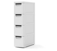 Failjierue Mueble de baño móvil y Delgado: Organizador Estrecho de 4 cajones con Ruedas, Armario Compacto Independiente para Sala de Estar y Dormitorio, Carrito con Ruedas Que Ahorra Espacio(4-Tiers)