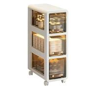 Failjierue Mueble de baño pequeño y Estrecho con Ruedas y cajones, Organizador de Almacenamiento esquinero rodante para Espacios reducidos, Carrito móvil Independiente(3-Tiers)