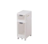 Failjierue Narrow Tall Bathroom Floor Cabinet with Drawers Slim Storage Cart with Clear Drawers & Wheels Toilet Paper Organizer for Small Spaces & Tight Gaps(2-Tiers)